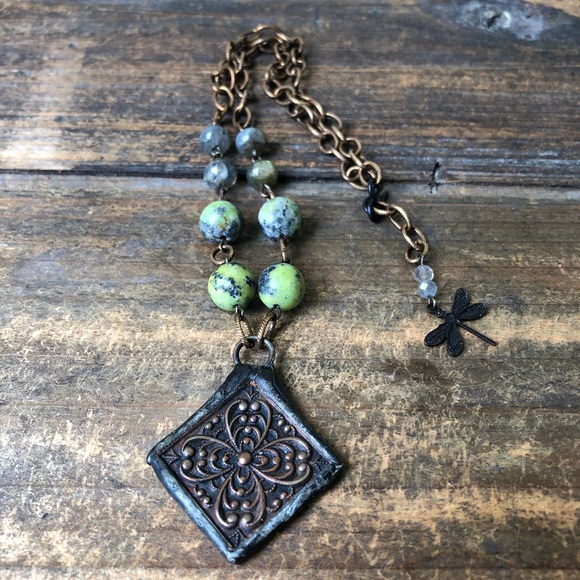 Rustic Chrysoprase Gemstone Necklace - Picture 6 of 6